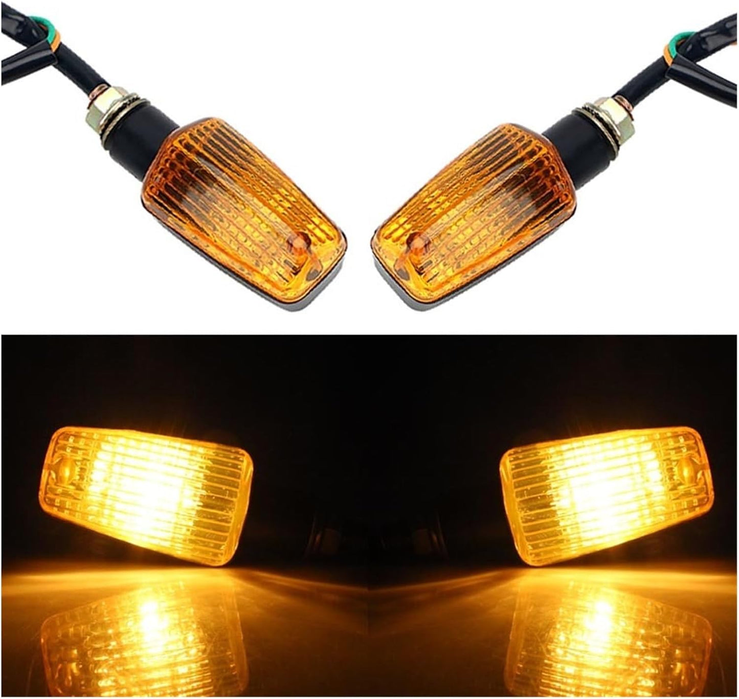 Turn Indicator 2Pcs Motorcycle Mini Turn Signal Light Yellow LED Universal Motorcycle Light Blinkers Flasher Amber Blinker Moto Accessories