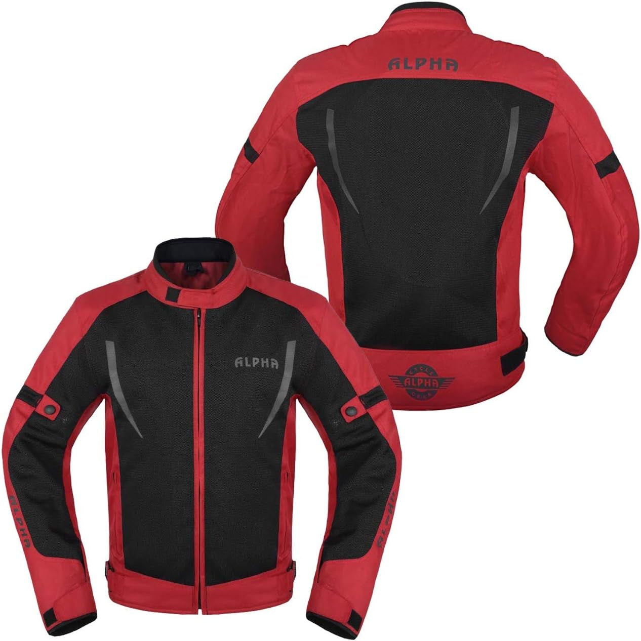 HI VIS MESH MOTORCYCLE JACKET for MENS RIDING BIKERS RACING DUAL SPORTS BIKE ARMORED PROTECTIVE (RED, LARGE)