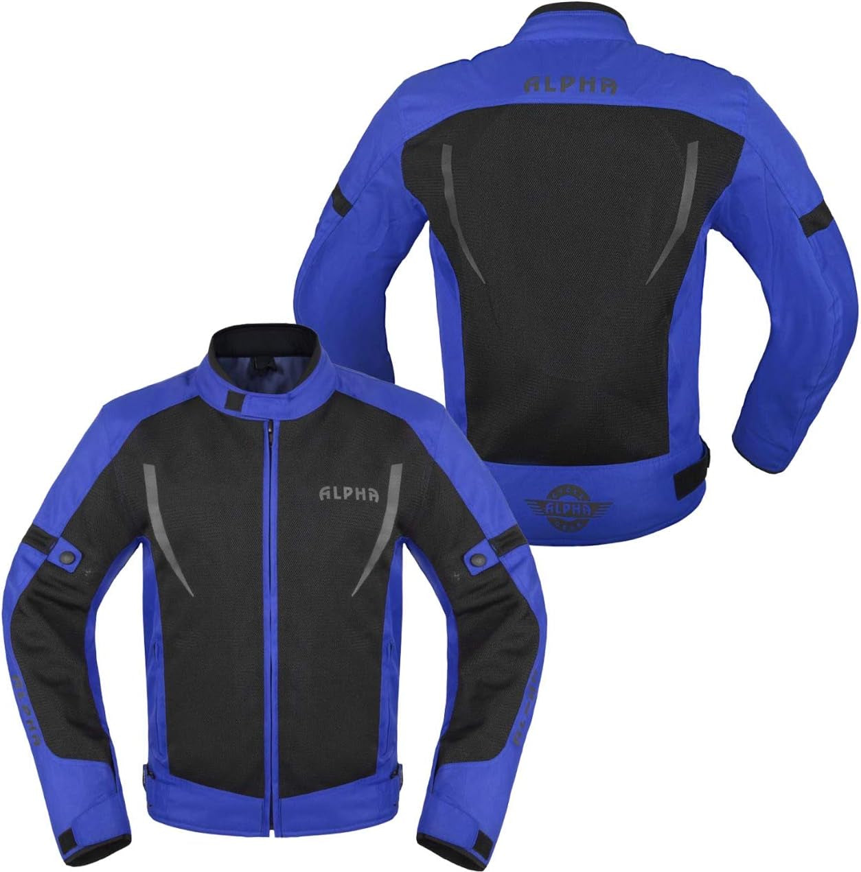 HI VIS MESH MOTORCYCLE JACKET for MENS RIDING BIKERS RACING DUAL SPORTS BIKE ARMORED PROTECTIVE (BLUE, SMALL)