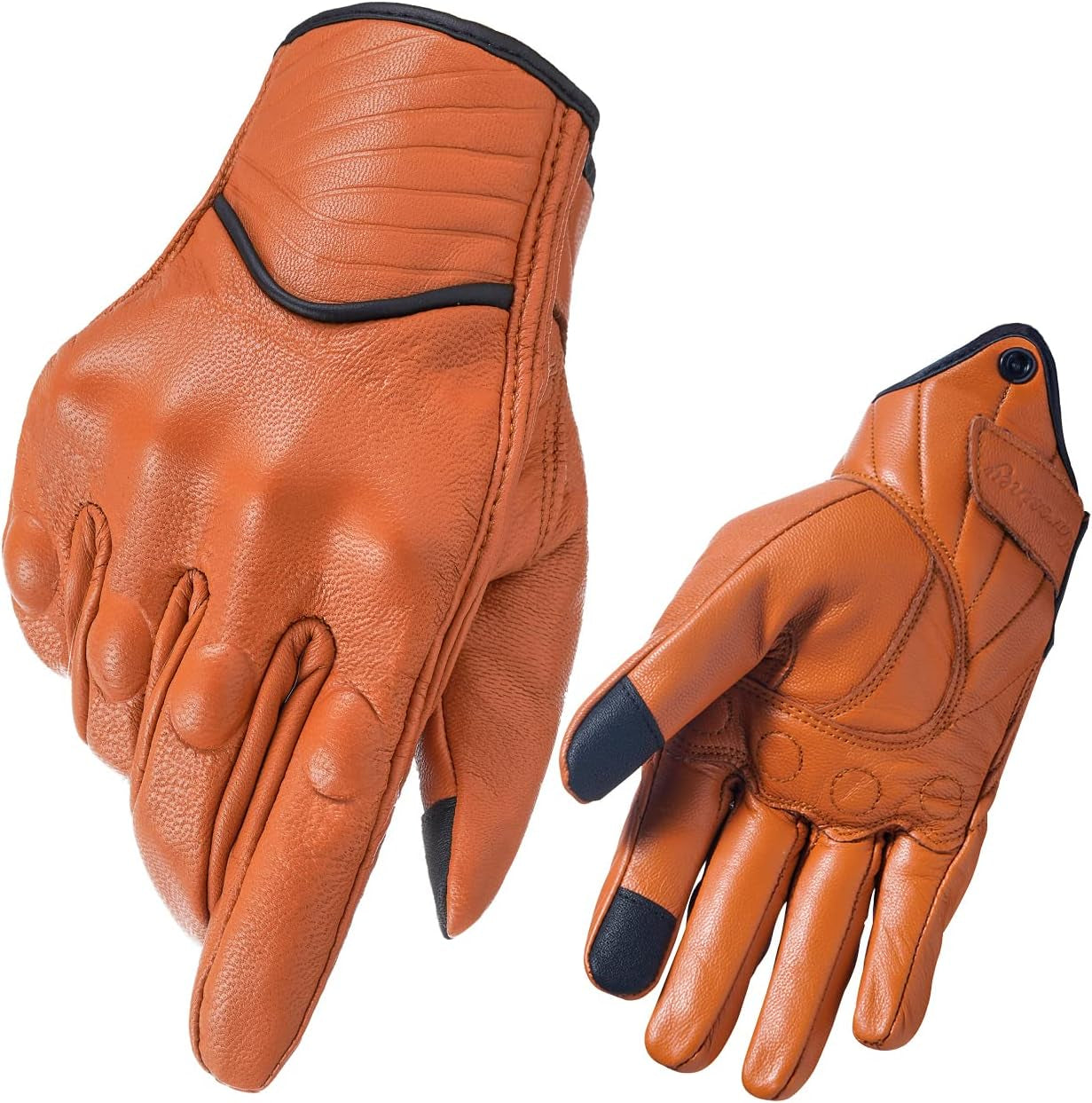 Leather Motorcycle Gloves for Men,Touchscreen Riding Driving Biker Glove with Hard Knuckle Protection,Motorcycle Accessories for Man