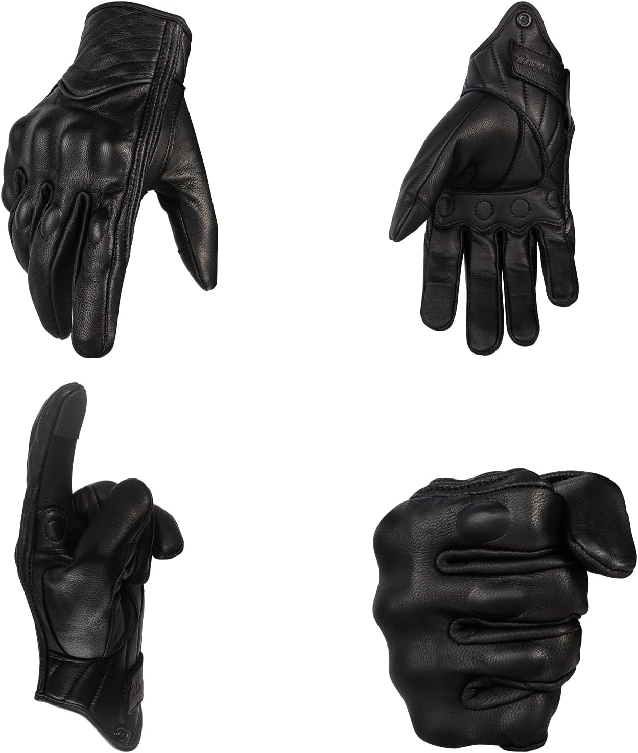 Leather Motorcycle Gloves for Men,Touchscreen Riding Driving Biker Glove with Hard Knuckle Protection,Motorcycle Accessories for Man