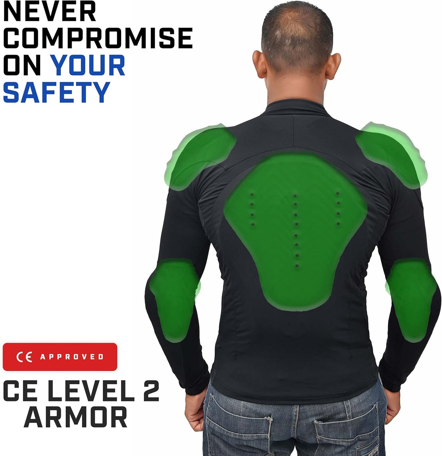 Armored Motorcycle Shirt - CE (Certified) Unisex Motorcycle Protective Shirt for Summer with Removable Padding