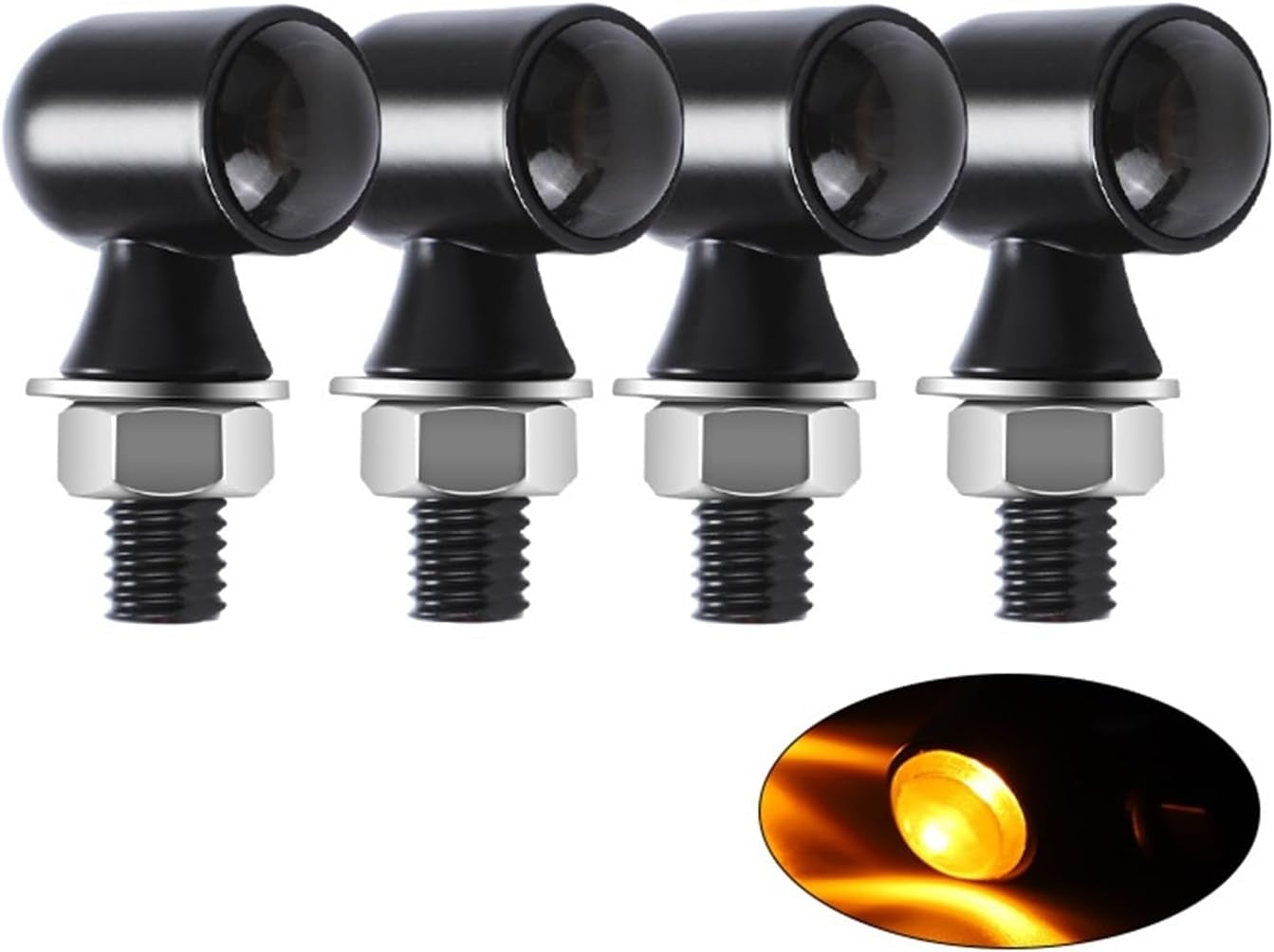 Turn Indicator Aluminium Motorcycle Led Turn Signal Light Black/Chrome Amber Flasher Rear Turn Signal Lamp Indicator for Bobber 12V