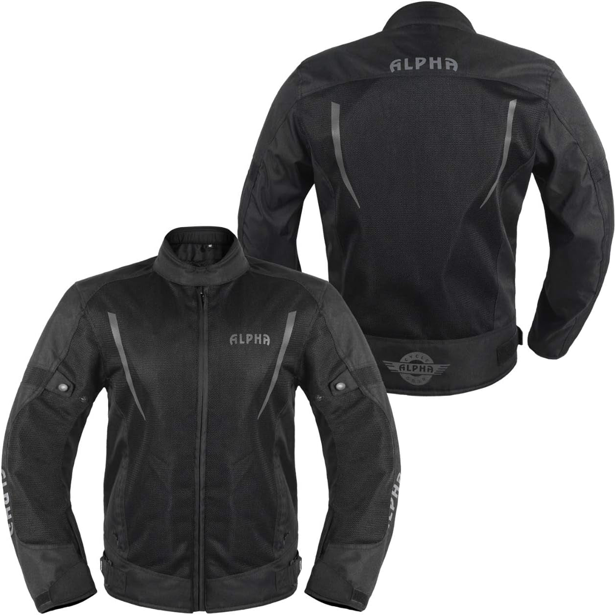 HI VIS MESH MOTORCYCLE JACKET for MENS RIDING BIKERS RACING DUAL SPORTS BIKE ARMORED PROTECTIVE… (BLACK, 4X-LARGE)