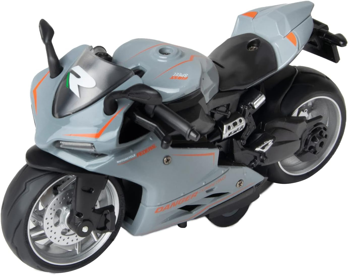 Toy Motorcycle-Pull Back Motorcycle Toy with Sounds and Lights,1:12 Scale Motorcycle Model Toy for Kids, Pull Back Vehicle Boys Kids for Age 3+ Year Old Birthday Supplies (Gray)