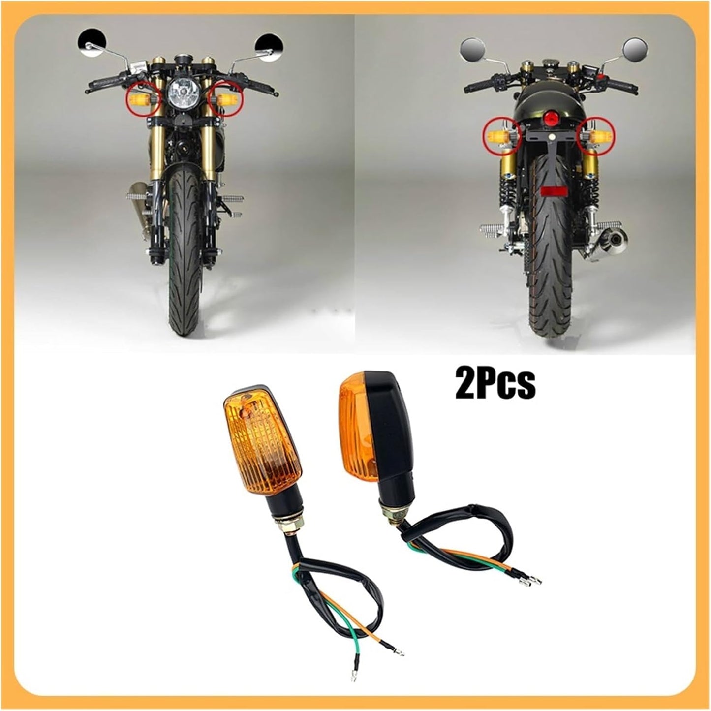 Turn Indicator 2Pcs Motorcycle Mini Turn Signal Light Yellow LED Universal Motorcycle Light Blinkers Flasher Amber Blinker Moto Accessories