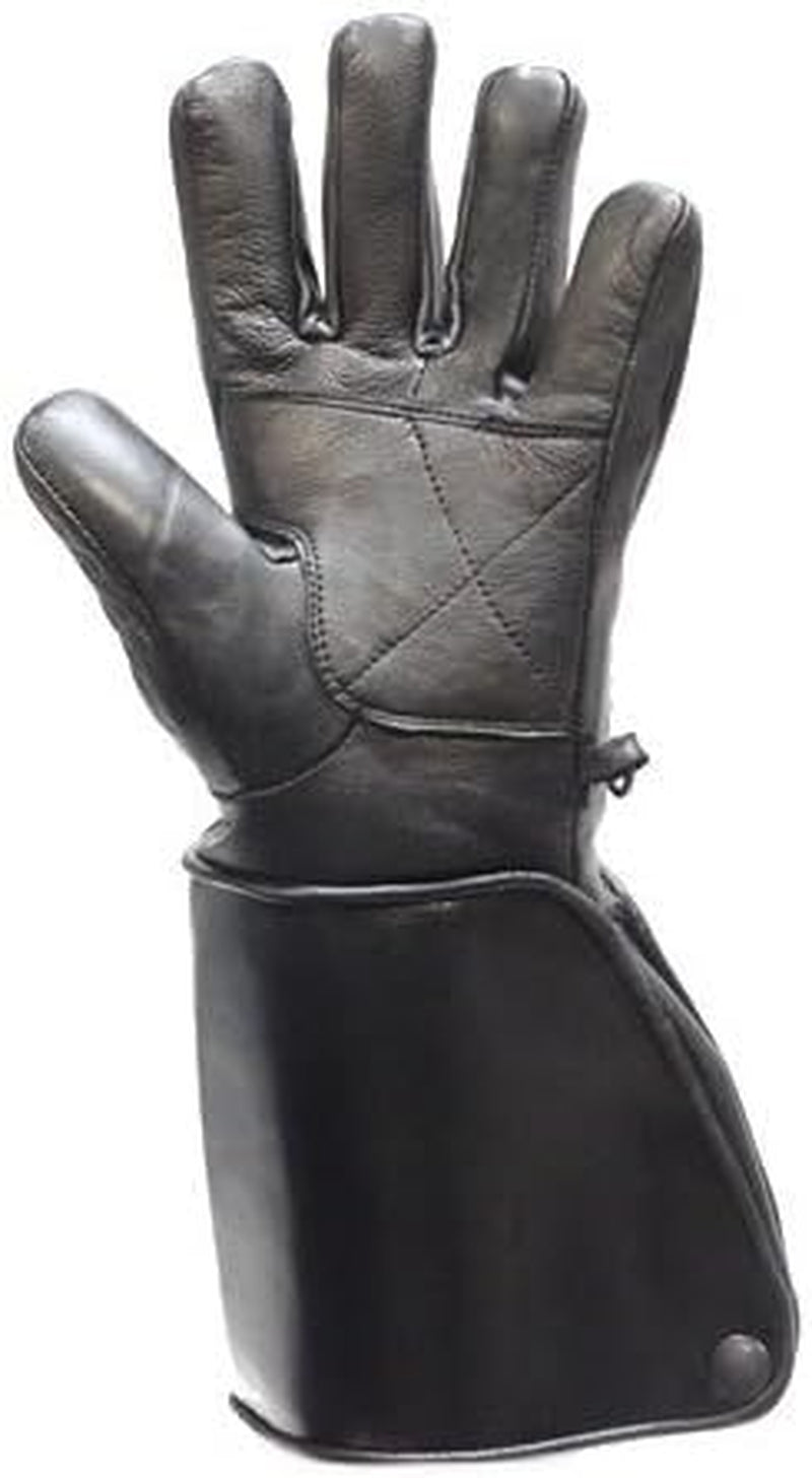 Motorcycle Leather Gauntlet Gloves with Lining