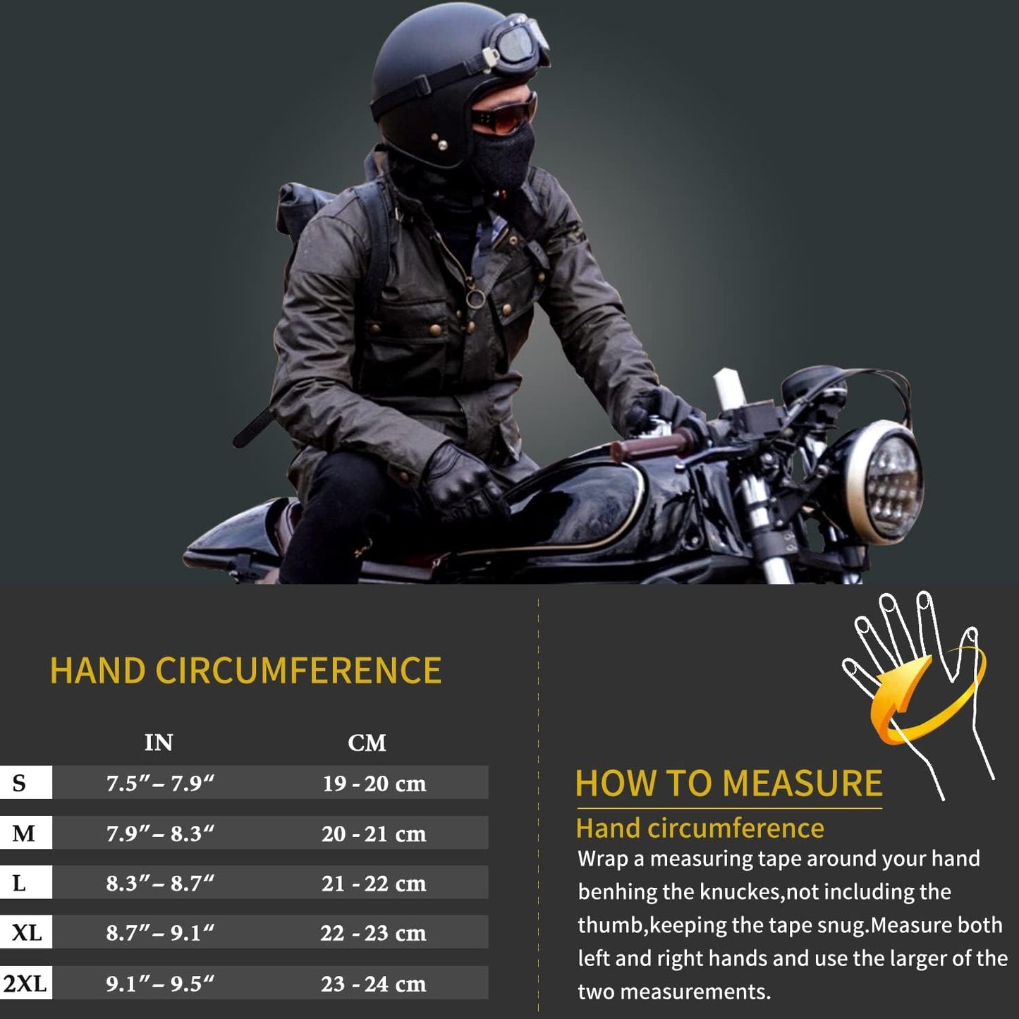 Leather Motorcycle Gloves for Men,Touchscreen Riding Driving Biker Glove with Hard Knuckle Protection,Motorcycle Accessories for Man