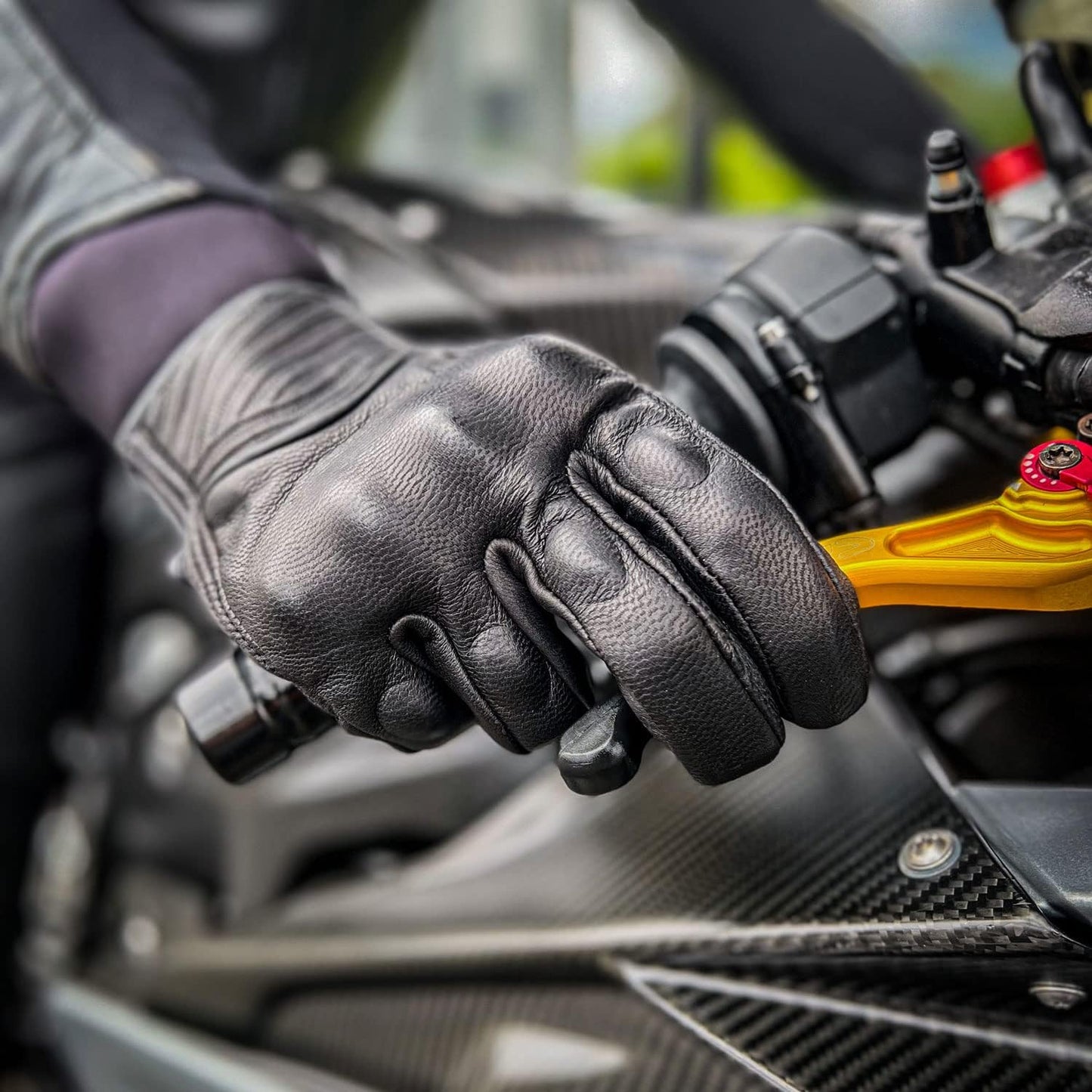Leather Motorcycle Gloves for Men,Touchscreen Riding Driving Biker Glove with Hard Knuckle Protection,Motorcycle Accessories for Man