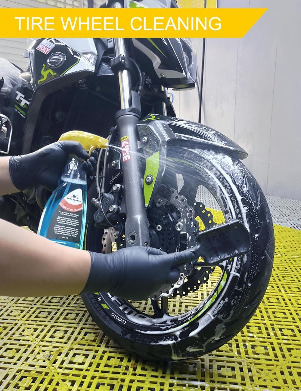 Motorcycle Dirtbike Wash Kit - Premium Cleaning and Detailing Set for Mudguard,Rims and Paint.Includes Motorcycle Cleaner(19 Oz),Chain Clean(10 Oz),Dry Lubricant(4 Oz) (1)