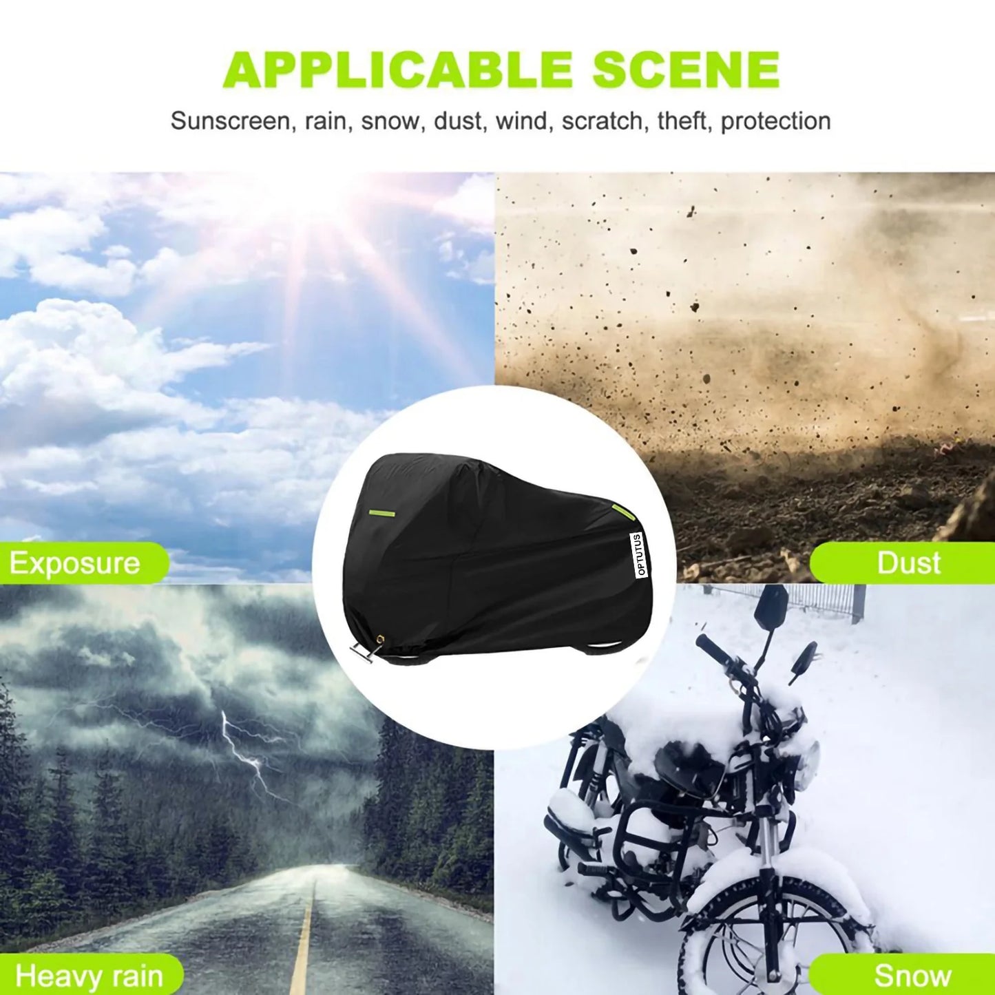 210D Oxford Motorcycle Cover All Season,Universal Weather Durable Quality Waterproof Sun Outdoor Protection Scooter Shelter Tear Proof Night Reflective-97 X 42 X 50 Inch