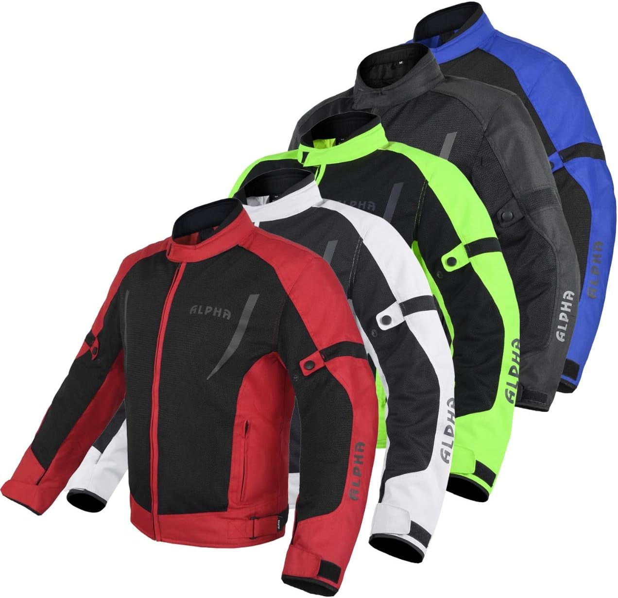 HI VIS MESH MOTORCYCLE JACKET for MENS RIDING BIKERS RACING DUAL SPORTS BIKE ARMORED PROTECTIVE (RED, LARGE)