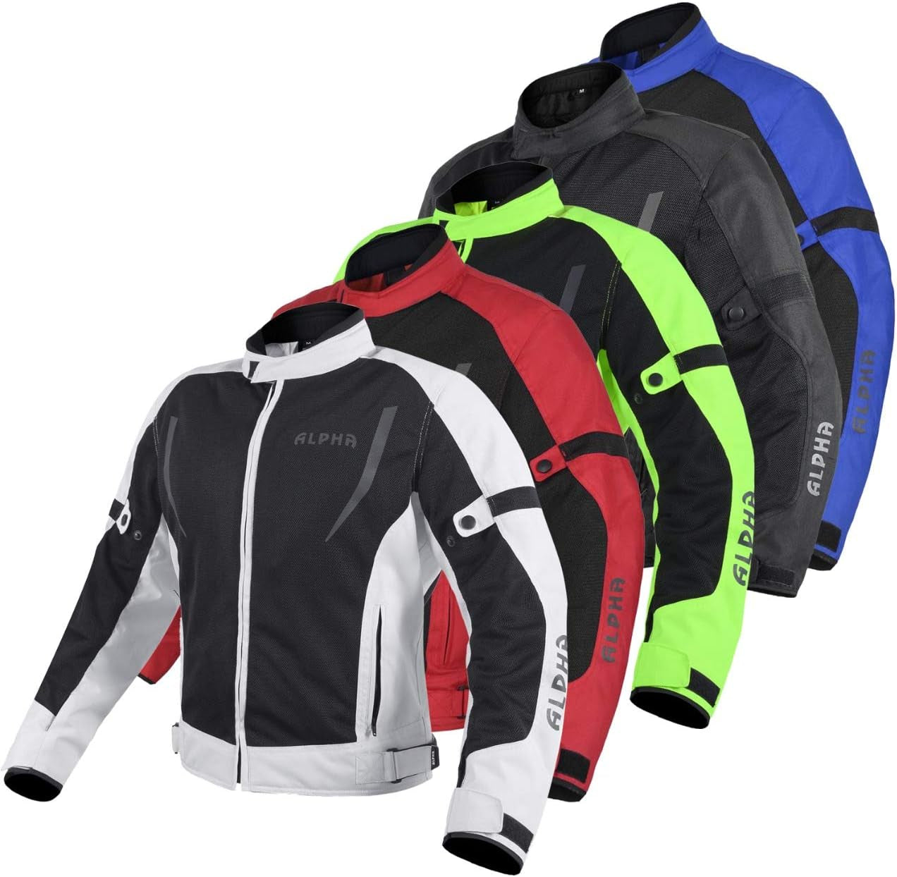 HI VIS MESH MOTORCYCLE JACKET for MENS RIDING BIKERS RACING DUAL SPORTS BIKE ARMORED PROTECTIVE... (GRAY, LARGE)