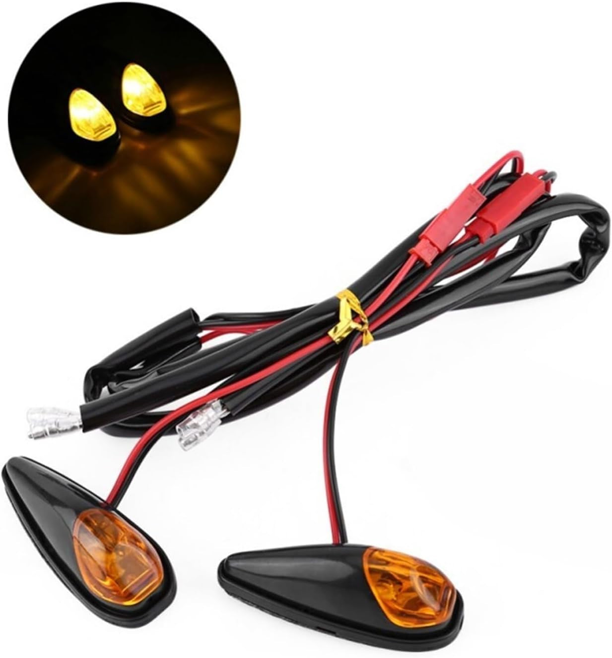 Turn Indicator 2Pcs Motorcycle Turn Signal Indicator Blinker Lamps Side Marker Lights 12V Yellow LED Lamps Mini Universal Motorcycle Parts