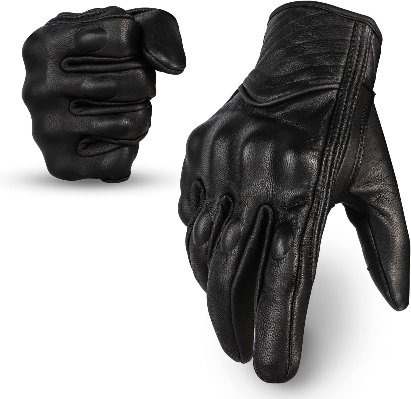 Leather Motorcycle Gloves for Men,Touchscreen Riding Driving Biker Glove with Hard Knuckle Protection,Motorcycle Accessories for Man