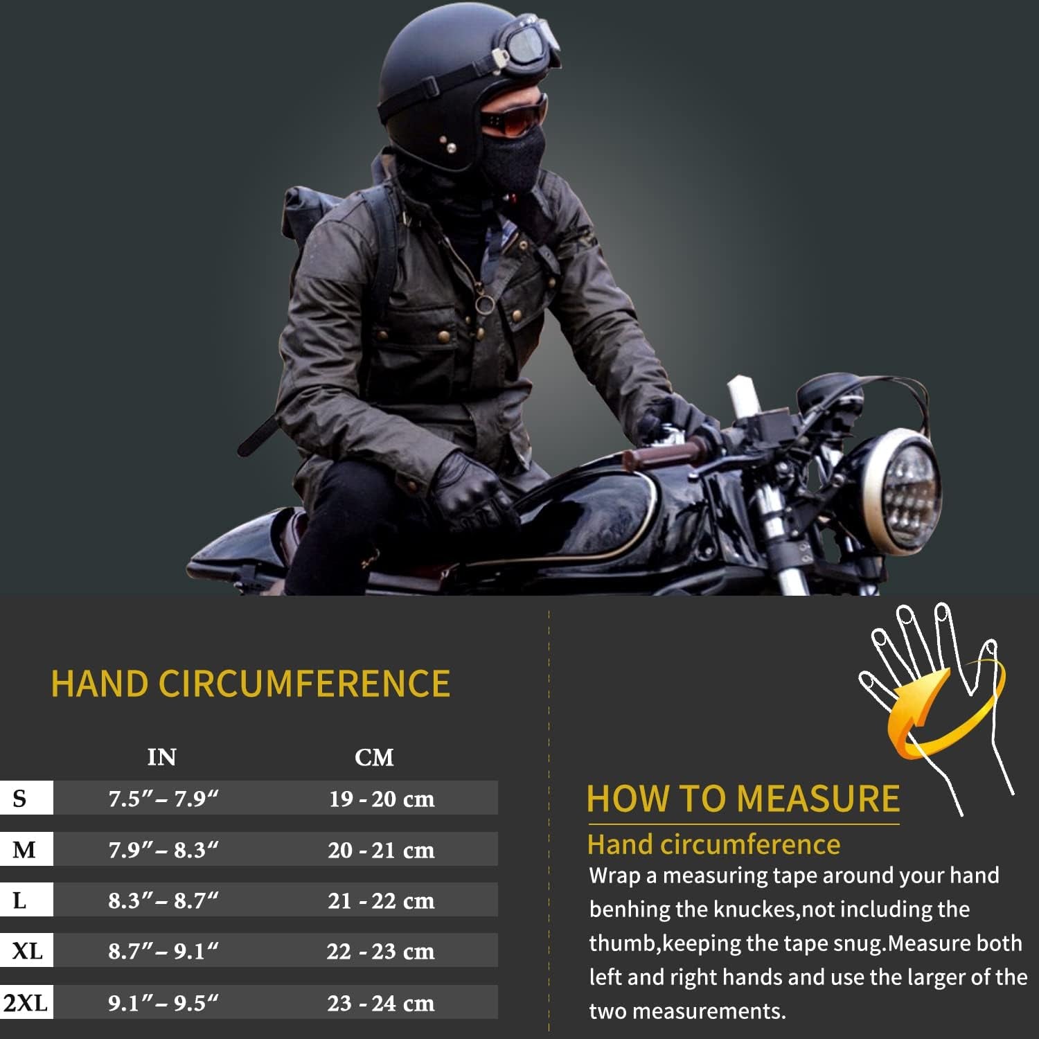 Leather Motorcycle Gloves for Men,Touchscreen Riding Driving Biker Glove with Hard Knuckle Protection,Motorcycle Accessories for Man