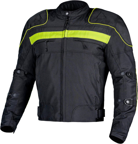 Waterproof Motorcycle Jacket Men Polyester Padded Biker Jacket Men with CE Armor Powersports Protective Jackets Featuring Padded Collar for Comfort.