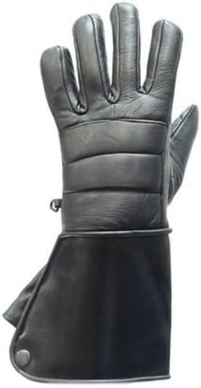 Motorcycle Leather Gauntlet Gloves with Lining