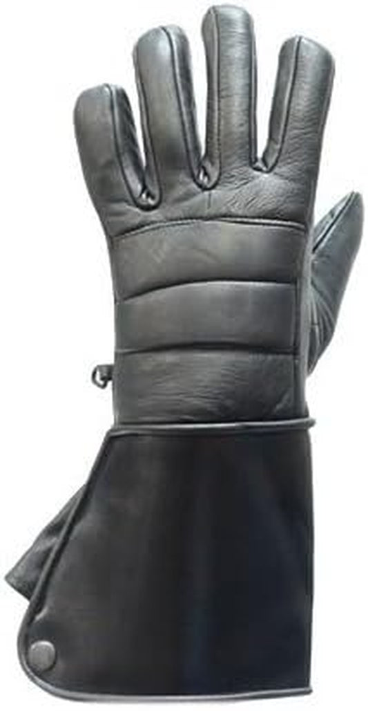 Motorcycle Leather Gauntlet Gloves with Lining